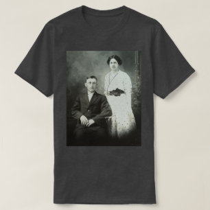 1914 Mr & Mrs Hill RPPC B&W Foto Paar Afbeelding T-shirt