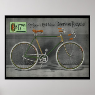 1914  naaigarij Peerless Bicycle & Art Poster
