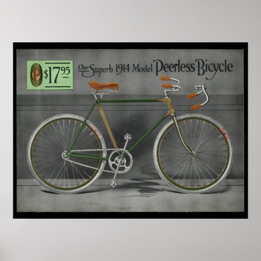 1914 naaigarij Peerless Bicycle & Art Poster (Voorkant)