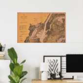 1914 New York Upper Harbour Nautical Chart Poster (Thuiskantoor)