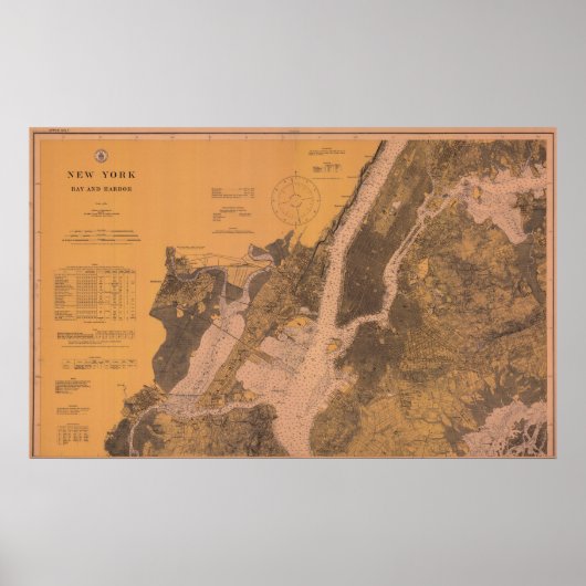 1914 New York Upper Harbour Nautical Chart Poster (Voorkant)