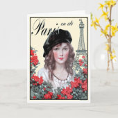 1914! "PARIS IN THE SUMMER" CUSTOM FRENCH GREETING KAART (Gele Bloem)