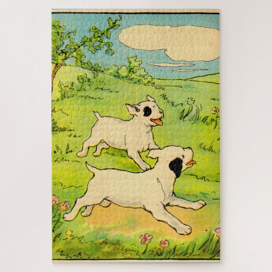 1914 twee honden die lopen legpuzzel (Verticaal)
