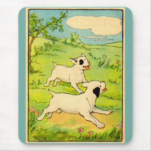 1914 twee honden die lopen muismat