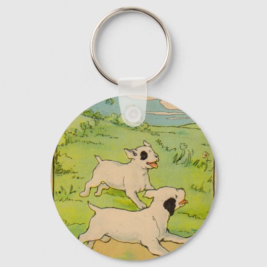 1914 twee honden die lopen sleutelhanger (Voorkant)