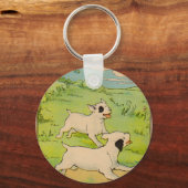 1914 twee honden die lopen sleutelhanger (Voorkant)