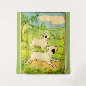 1914 twee honden die lopen wandkleed (Voorkant)