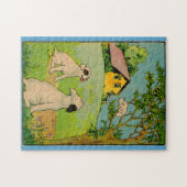 1914 twee honden en een kleine witte kat legpuzzel (Horizontaal)