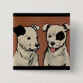 1914 twee honden vierkante button 5,1 cm (Voorkant)
