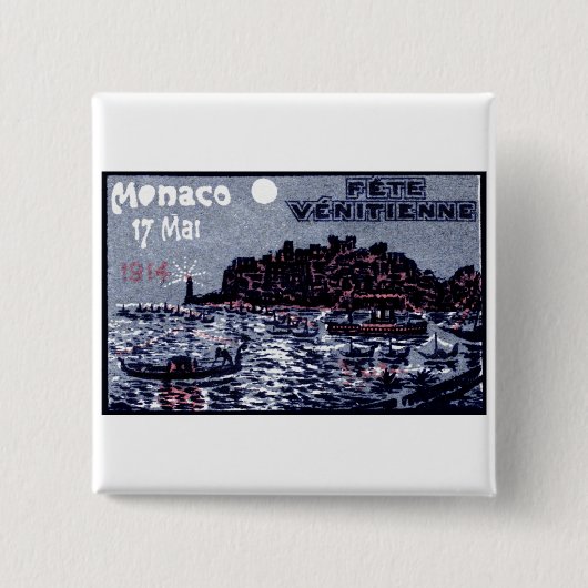 1914 Venetiaans Festival van Monaco Vierkante Button 5,1 Cm (Voorkant)
