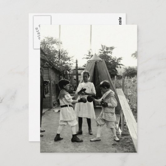 1915 Backyard Boxing Match Briefkaart (Voorkant / Achterkant)