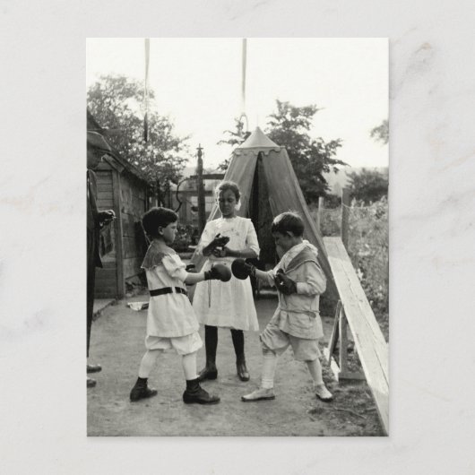 1915 Backyard Boxing Match Briefkaart (Voorkant)