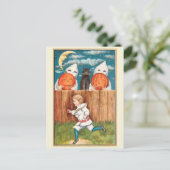 1915 Boy at Fence Halloween Briefkaart (Staand voorkant)