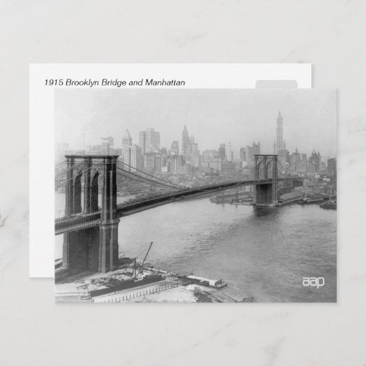 1915 Brooklyn Bridge en Manhattan New York City Briefkaart (Voorkant / Achterkant)