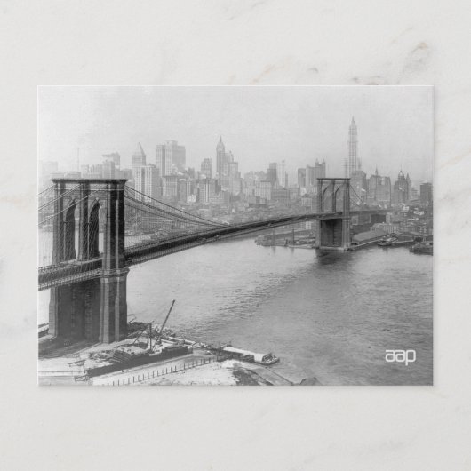 1915 Brooklyn Bridge en Manhattan New York City Briefkaart (Voorkant)