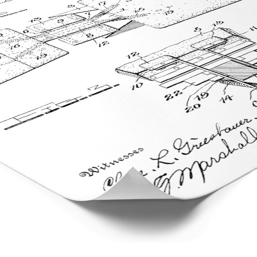 1915 Chiropractic Table Patent Art-afdrukken Poster (Hoek)