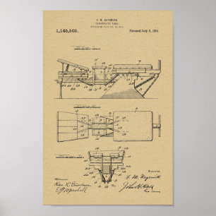 1915  Chiropractic Table Patent Art-afdrukken Poster