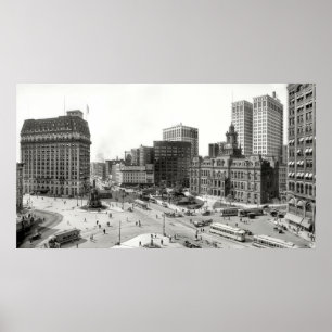 1915 DETROIT 5-WAY INTERSECTIE POSTER