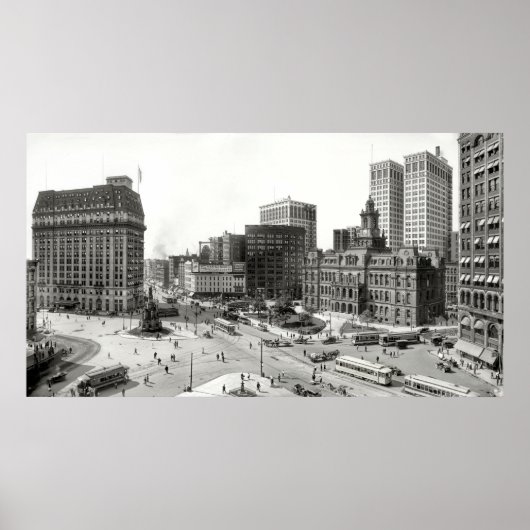 1915 DETROIT 5-WAY INTERSECTIE POSTER (Voorkant)