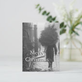 1915: Een militair die een Kerstmisboom dragen Feestdagenkaart (Staand voorkant)