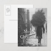 1915: Een militair die een Kerstmisboom dragen Feestdagenkaart (Voorkant / Achterkant)