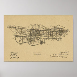 1915 Flying Machine Airplane Patent Drawing Print