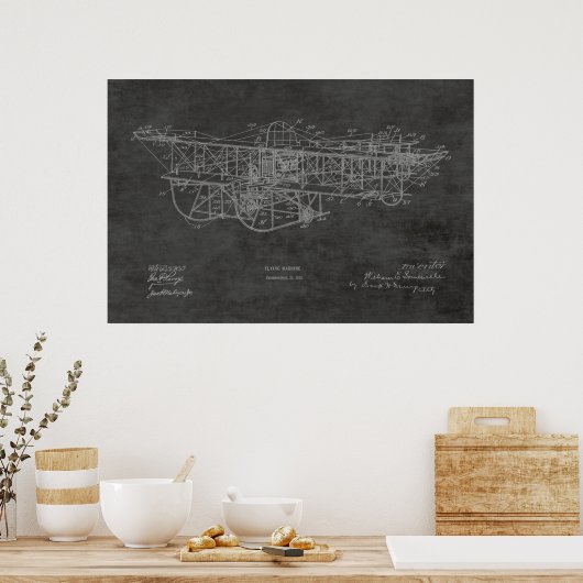 1915 Flying Machine Airplane Patent Drawing Print (Keuken)