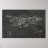 1915 Flying Machine Airplane Patent Drawing Print (Voorkant)
