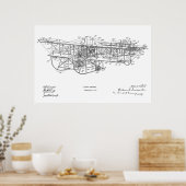 1915 Flying Machine Airplane Patent Drawing Print (Keuken)