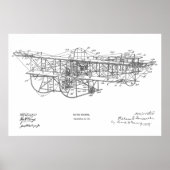 1915 Flying Machine Airplane Patent Drawing Print (Voorkant)