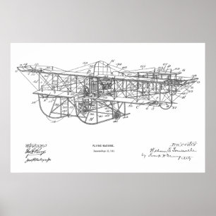 1915 Flying Machine Airplane Patent Drawing Print