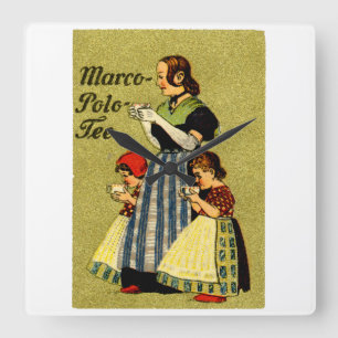 1915 Geniet van Marco Polo thee Vierkante Klok