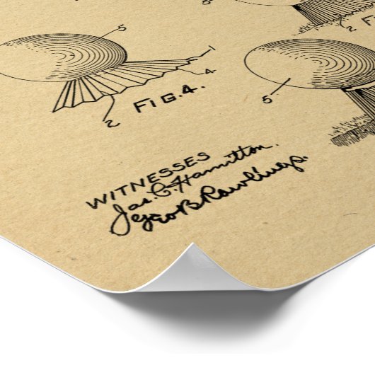 1915 Golf Ball T-shirt Design Patent Art Print (Hoek)