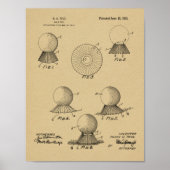 1915 Golf Ball T-shirt Design Patent Art Print (Voorkant)