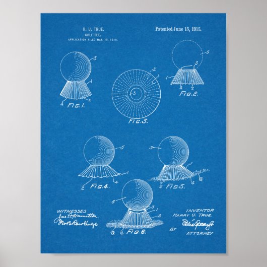 1915 Golf Ball T-shirt Design Patent Art Print (Voorkant)