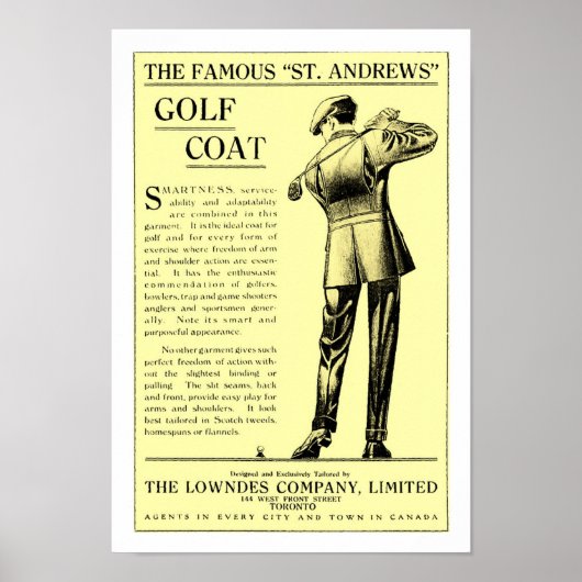 1915 Golfkleding afdrukken Poster (Voorkant)