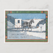  1915 Kerst landelijke postbode paard