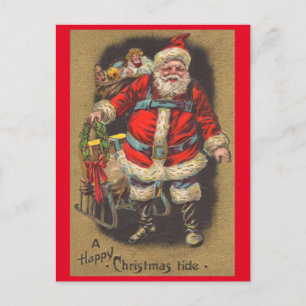 1915 Kerstman met zijn slee en speelgoed Feestdagenkaart