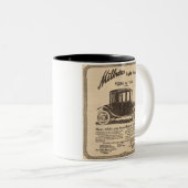 1915 Milburn Electric Car ad Tweekleurige Koffiemok (Voorkant rechts)