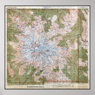 1915 RAINIER TOPOGRAPHIC MAP POSTER