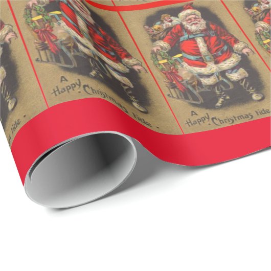 1915 Santa Claus met zijn slee en speelgoed Cadeaupapier (Rol Hoek)