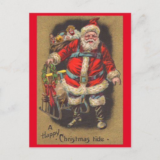 1915 Santa Claus met zijn slee en speelgoed Feestdagenkaart (Voorkant)