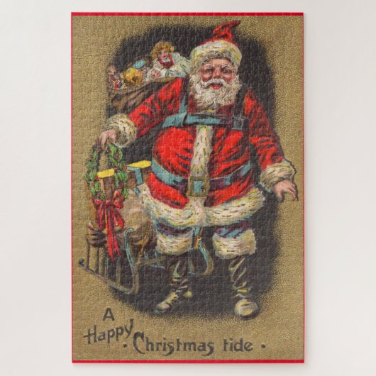 1915 Santa Claus met zijn slee en speelgoed Legpuzzel (Verticaal)