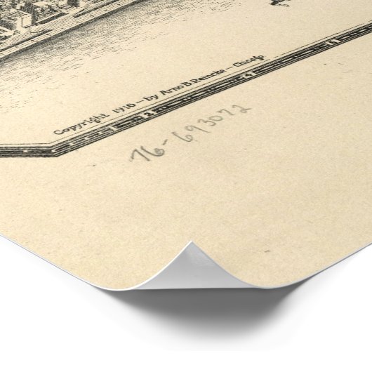 1916 Chicago, IL Birds Eye Uitzicht Panoramic Map Poster (Hoek)
