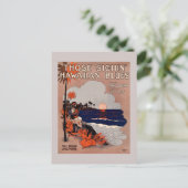 1916  Hawaii blauw muziekvel Briefkaart (Staand voorkant)