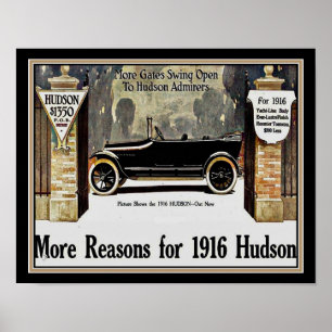 1916 Hudson Automobile Advertentie Poster
