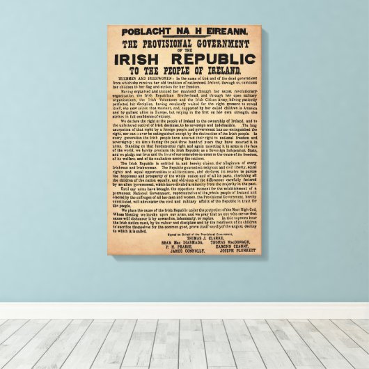 1916 Irish Proclamation Canvas (origineel exemplaa Afdruk (Insitu (Houten vloer))