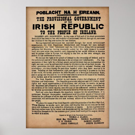 1916 Irish Proclamation - Original Copy Poster (Voorkant)