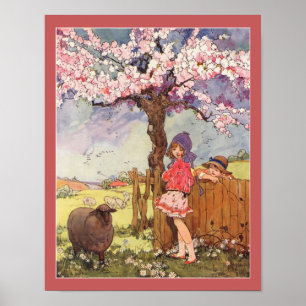 1916 Kinderen en Schaap Rijmpje Poster