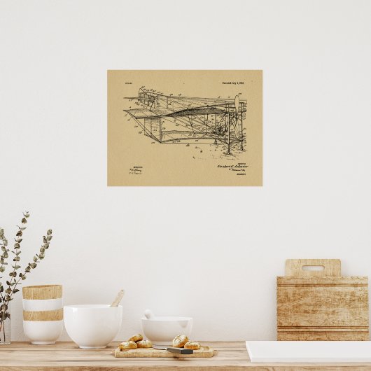 1916 Kunst voor de tekening van vliegtuigpatenten Poster (Keuken)